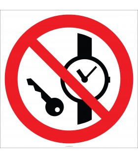 EF2708 - Saat ve Metal Eşya İle Girilmez İşareti/Levhası/Etiketi