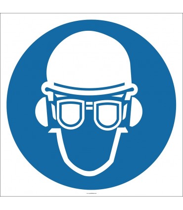 EF2854 - Baret, Gözlük ve Kulaklık Kullan İşareti/Levhası/Etiketi