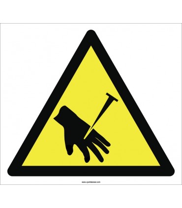 PF1018 - Dikkat! Çivi Batma El Yaralanma Tehlikesi İşareti