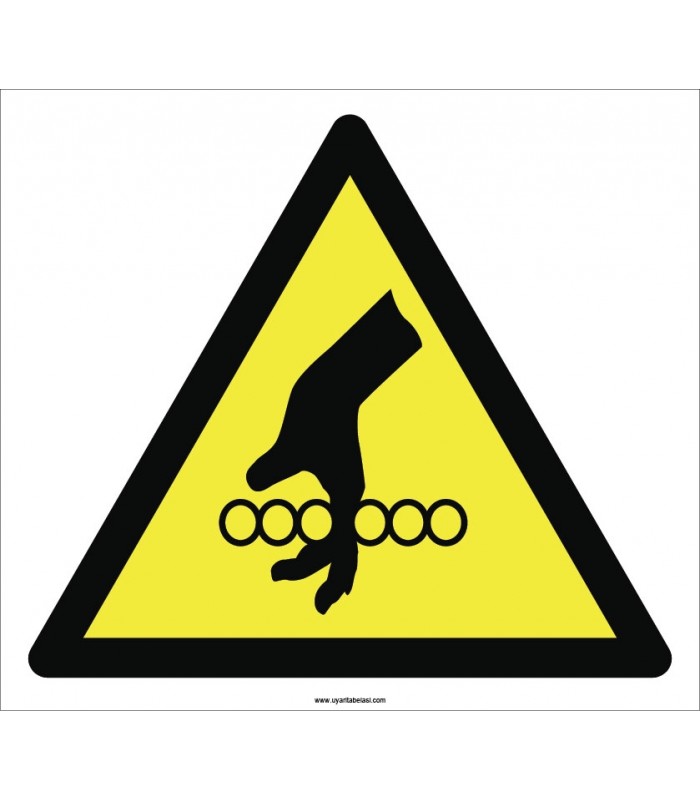 PF1023 - Dikkat! Merdanelere El Sıkışma/Ezilme Tehlikesi İşareti