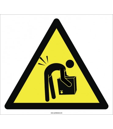 PF1026 - Dikkat! Ağır Yük Elle Kaldırmak Bel İncinmesine Neden Olabilir İşareti