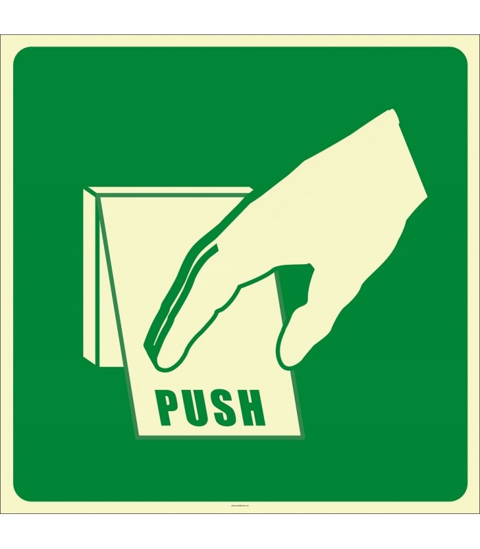 PF1028 - Fosforlu Açmak İçin Plakayı İtiniz İşareti/Levhası/Etiketi