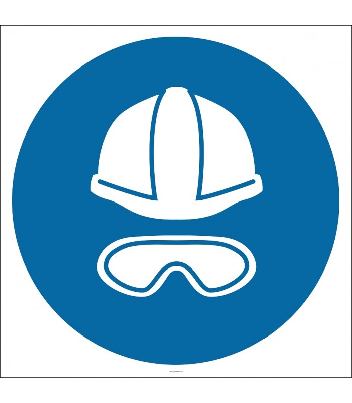 PF1051 - Baret ve Gözlük Kullan İşareti/Levhası/Etiketi