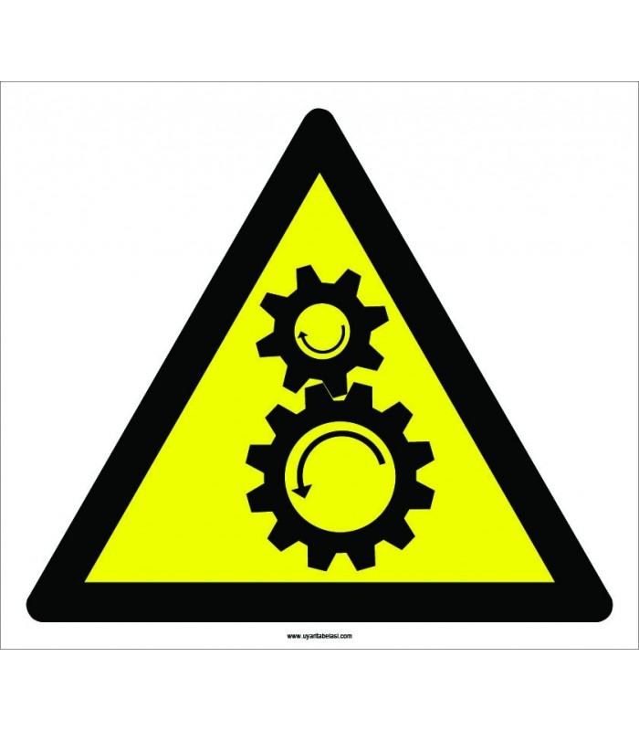 PF1093 - Dönen Dişlilere Dikkat! işareti levhası/etiketi