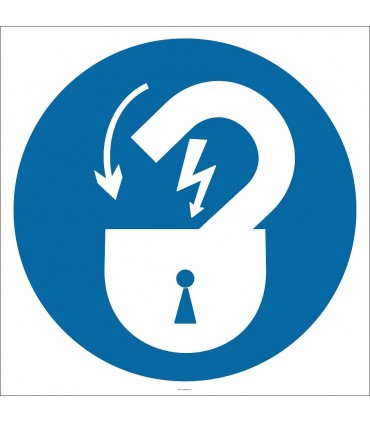 PF1129 - Elektrik Tehlikesine Karşı Kilitli Tut İşareti/Levhası/Etiketi