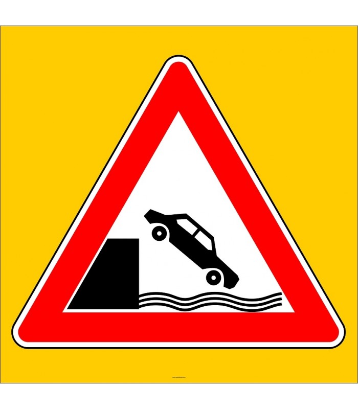 PF1232 - Deniz veya Nehir Kıyısında Biten Yol Trafik Levhası