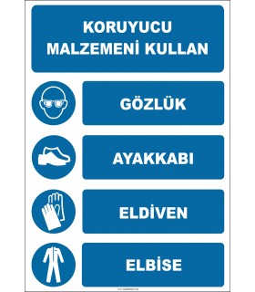 EF1969 - Koruyucu Malzemeni Kullan, Gözlük, Ayakkabı, Eldiven, Elbise