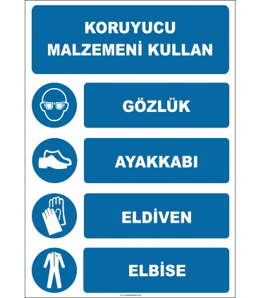 EF1969 - Koruyucu Malzemeni Kullan, Gözlük, Ayakkabı, Eldiven, Elbise