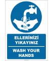 EF1278 - Türkçe İngilizce Ellerinizi Yıkayınız, Wash Your Hands
