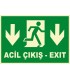 PF1754 - Türkçe İngilizce Fosforlu Acil Çıkış Exit - Aşağı Yön