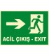 PF1779 - Türkçe İngilizce Fosforlu Acil Çıkış Exit - Sağa Koşan