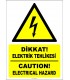PF1767 - Türkçe İngilizce Dikkat! Elektrik Tehlikesi, Caution Electrical Hazard