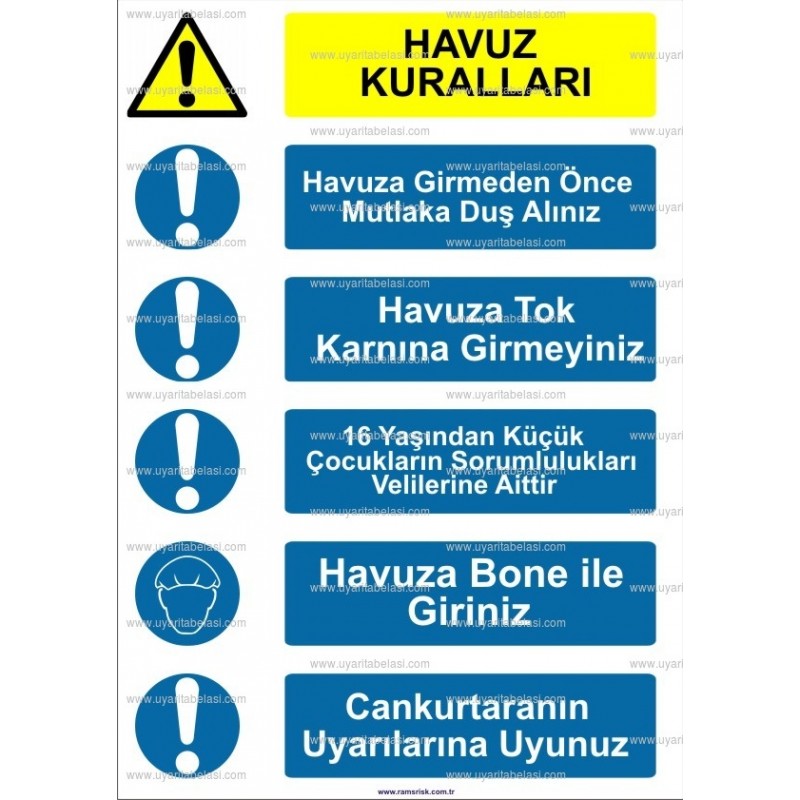 KT 4109 - Havuz kuralları uyarı tabelası