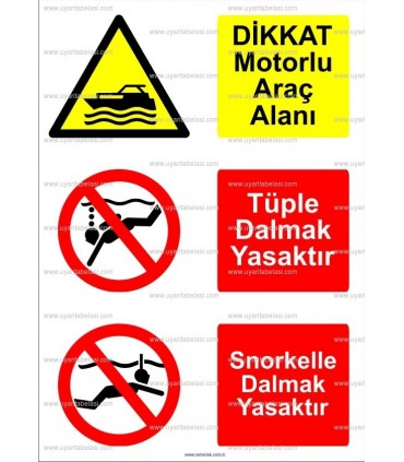 KT 4042-Dikkat motorlu araç alanı.Tüple ,Şnorkelle