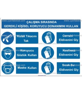 KKD 4053 - Çalışma sırasında gerekli KKD'yi kullan, kulak tıkacı, gözlük, maske, cerrahi, kesilmez, sıcak su eldiveni