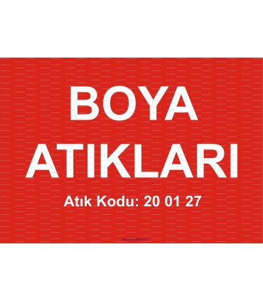  A 1196 - Boya atıkları, 20 01 27
