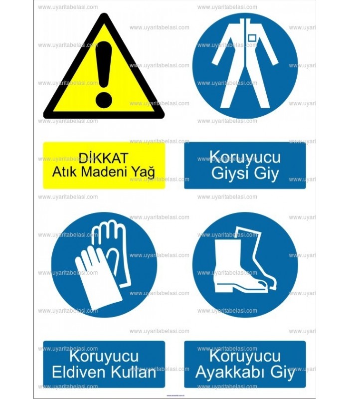  A 4014 - Dikkat atık madeni yağ, koruyucu giysi, eldiven, ayakkabı giy