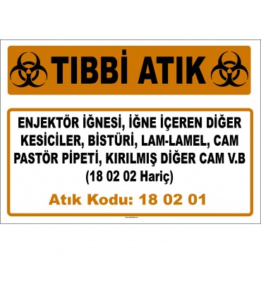 A 180201-2- Enjektör iğnesi, iğne içeren diğer kesiciler, bistüri, lam-lamel, cam pastör pipeti, kırılmış diğer cam, vb.