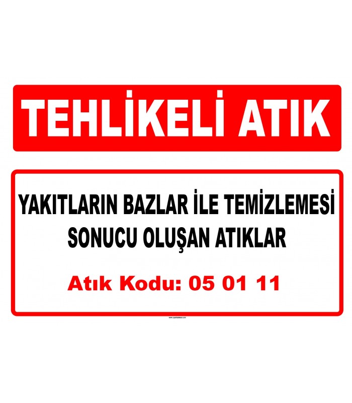 A 050111 - Yakıtların bazlar ile temizlemesi sonucu oluşan atıklar