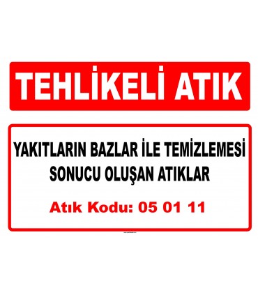 A 050111 - Yakıtların bazlar ile temizlemesi sonucu oluşan atıklar