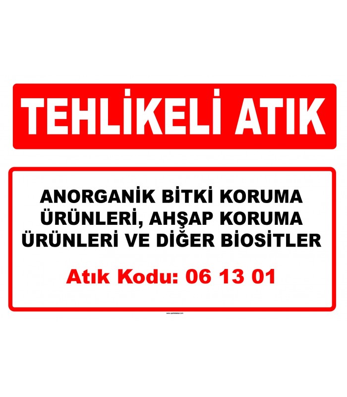 A 061301 - Anorganik bitki koruma ürünleri, ahşap koruma ürünleri ve diğer biositler
