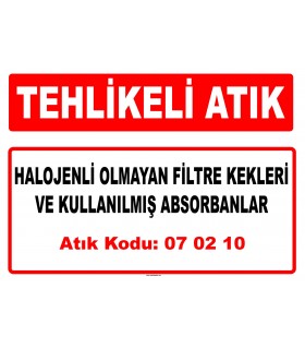 A 070210 - Diğer filtre kekleri ve kullanılmış absorbanlar