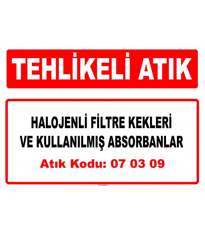 A 070309 - Halojenli filtre kekleri ve kullanılmış absorbanlar