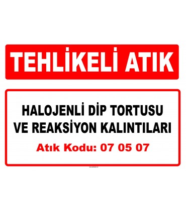 A 070507 - Halojenli dip tortusu ve reaksiyon kalıntıları