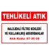 A 070509 - Halojenli filtre kekleri ve kullanılmış absorbanlar