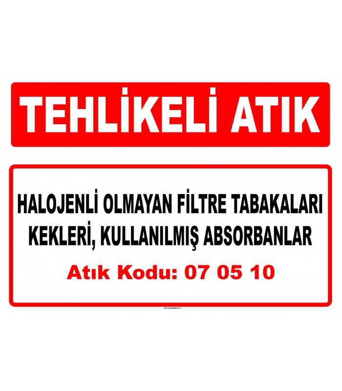 A 070510 - Diğer filtre tabakaları kekleri, kullanılmış absorbanlar