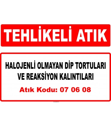 A 070608 - Diğer dip tortuları ve reaksiyon kalıntıları