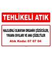 A070704 - Diğer organik çözücüler, yıkama sıvıları ve ana çözeltiler