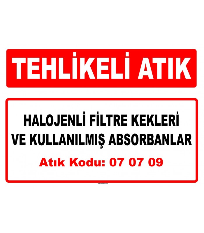 A 070709 - Halojenli filtre kekleri ve kullanılmış absorbanlar