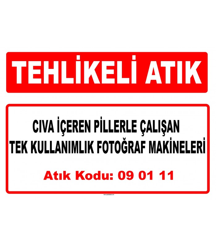 A 090111-2 - Cıva içeren pillerle çalışan tek kullanımlık fotoğraf makineleri