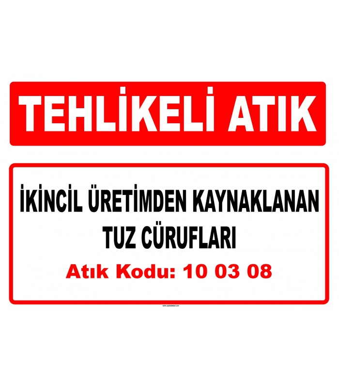 A 100308 - İkincil üretimden kaynaklanan tuz cürufları