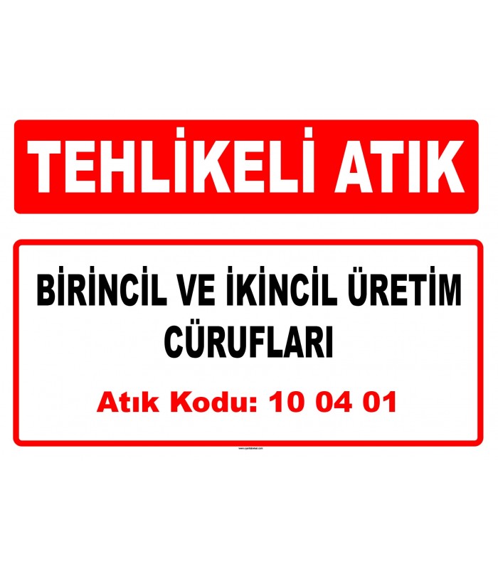 A 100401 - Birincil ve ikincil üretim cürufları