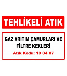 A 100407 - Gaz arıtım çamurları ve filtre kekleri