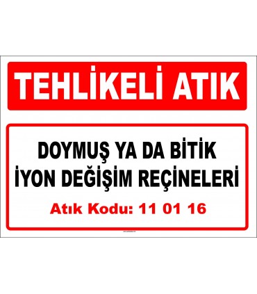 A 110116 - Doymuş ya da bitik iyon değişim reçineleri