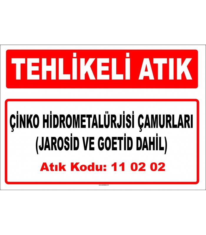 A 110202 - Çinko hidrometalürjisi (jarosid ve goetid dahil) çamurları