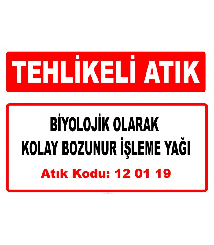 A 120119 - Biyolojik olarak kolay bozunur işleme yağı