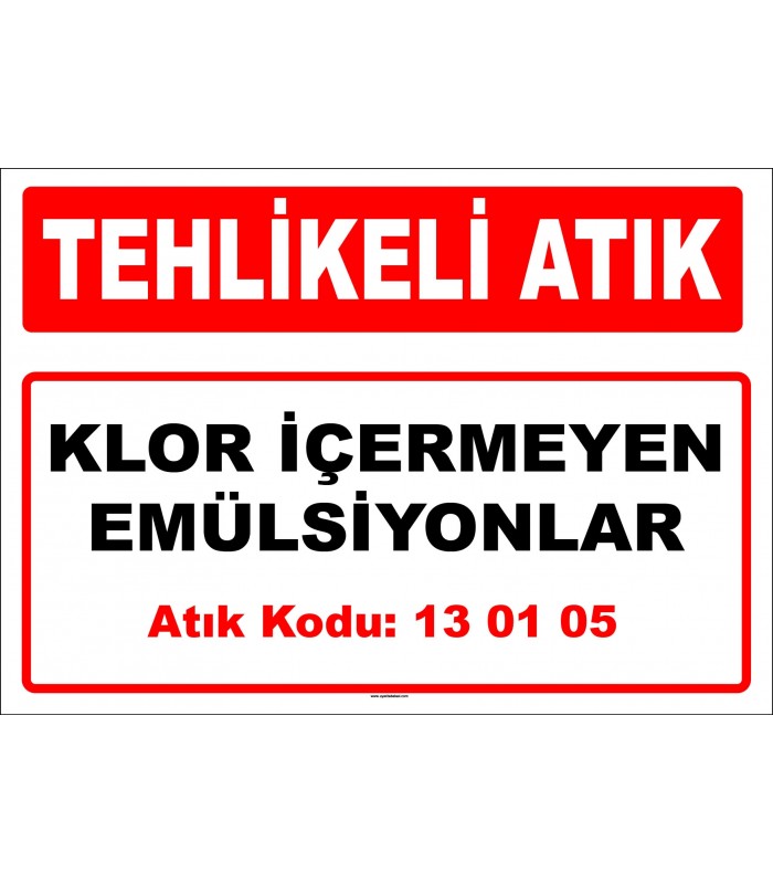 A 130105 - Klor içermeyen emülsiyonlar