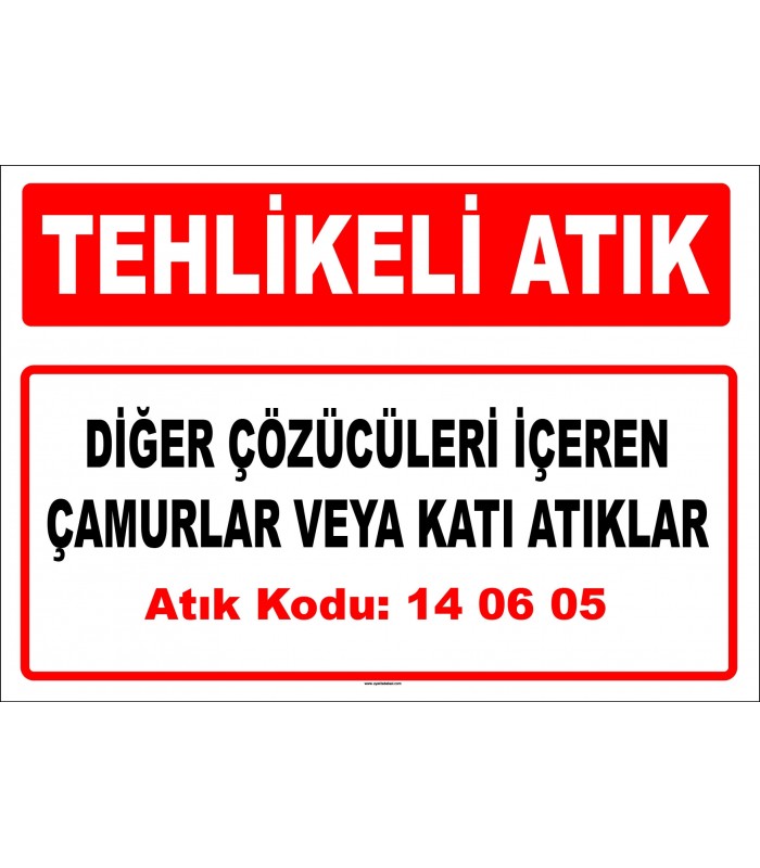 A 140605 - Diğer çözücüleri içeren çamurlar veya katı atıklar