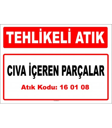 A 160108 - Cıva içeren parçalar