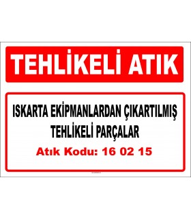 A 160215 - Iskarta ekipmanlardan çıkartılmış tehlikeli parçalar 