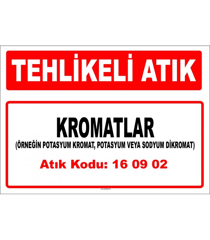A 160902 - Kromatlar (örneğin potasyum kromat, potasyum veya sodyum dikromat)