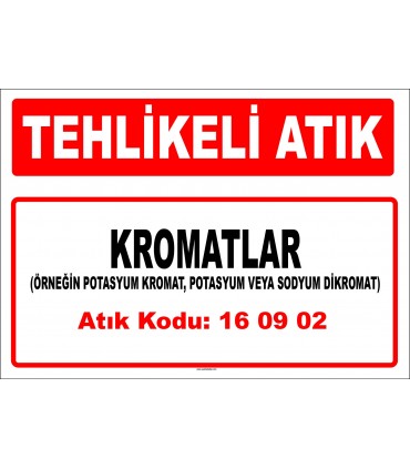 A 160902 - Kromatlar (örneğin potasyum kromat, potasyum veya sodyum dikromat)