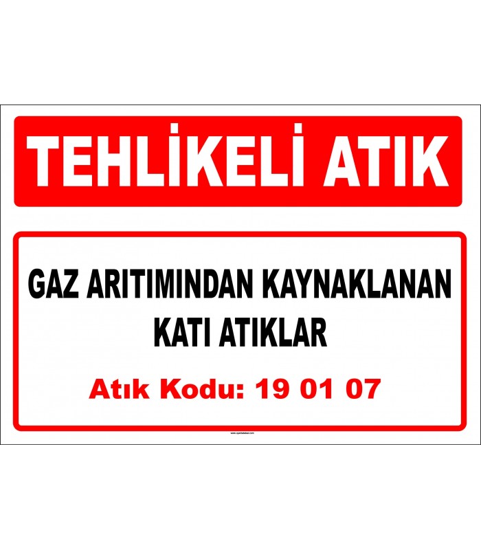 A 190107 - Gaz arıtımından kaynaklanan katı atıklar