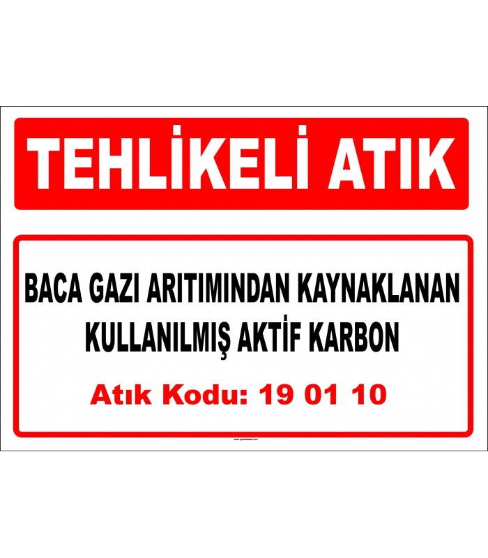 A 190110 - Baca gazı arıtımından kaynaklanan kullanılmış aktif karbon