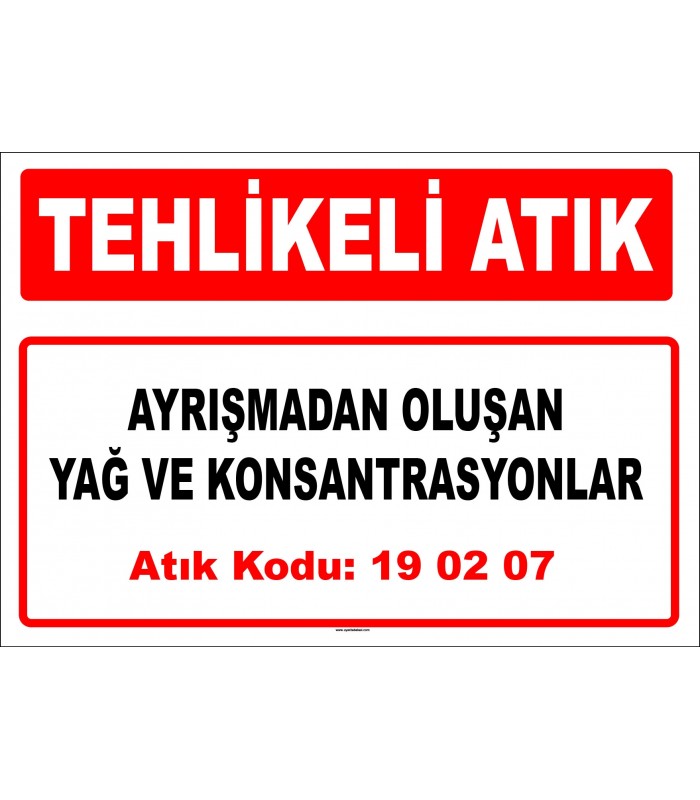 A 190207 - Ayrışmadan oluşan yağ ve konsantrasyonlar