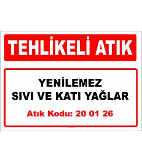 A 200126 - 20 01 25 dışındaki sıvı ve katı yağlar